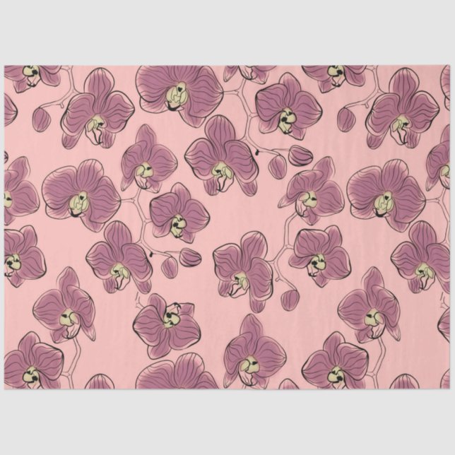 Papier Mousseline Seamless watercolor orchids phalaenopsis flowers w (Recto)