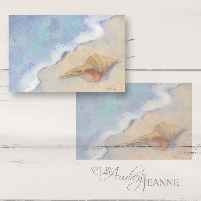 Papier Mousseline Seashell Beach Vague de mer Sable bleu blanc Décou (Créateur téléchargé)