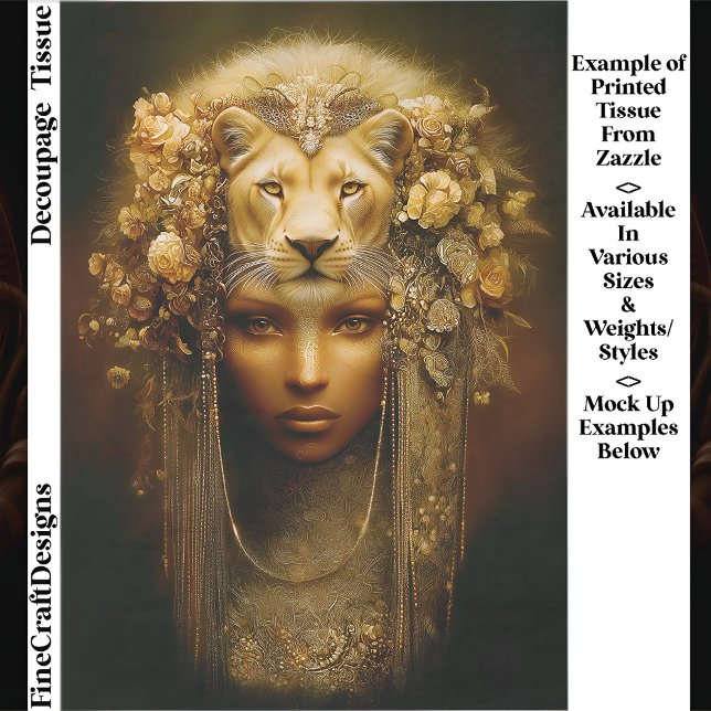 Papier Mousseline Sekhmet Lioness Goddess Portrait EW1 Decoupage (Créateur téléchargé)