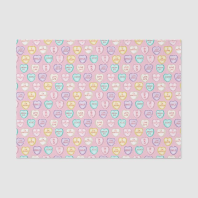 Papier Mousseline Self Love Candy Hearts - Papier Tissu Rose (Recto)