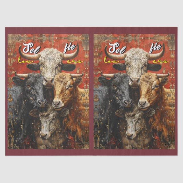 Papier Mousseline Selfie Lovers Vaches (Recto)