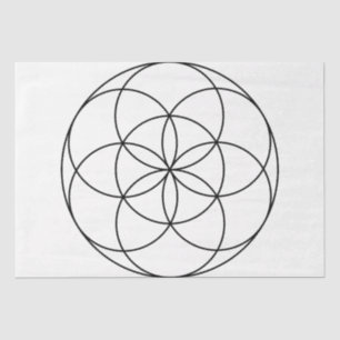 Papier Mousseline Semence de vie Géométrie sacrée noir et blanc