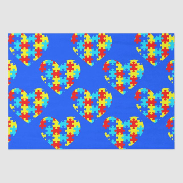 Papier Mousseline Sensibilisation sur l'autisme Puzzle Coeur de pièc (Recto)