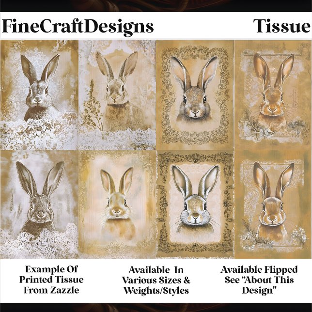 Papier Mousseline Sepia Bunny Artwork, Easter Crafts EV3L Decoupage (Créateur téléchargé)