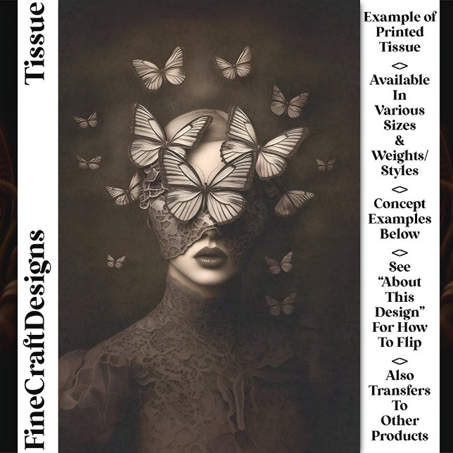 Papier Mousseline Sepia Dentelle & Papillons Blindfold CR7 Découpage (Créateur téléchargé)