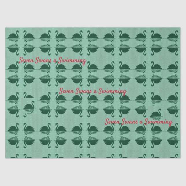 Papier Mousseline Sept cygnes une nage Papier Tissu de Noël (Recto)