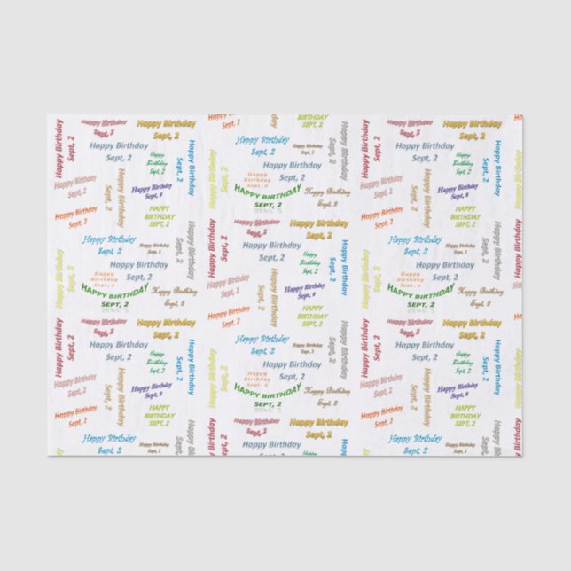 Papier Mousseline Septembre, 2 Anniversaire Tissue Paper (Recto)
