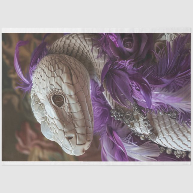 Papier Mousseline Séraphine du serpent blanc Plumes de Boa Découpage (Recto)