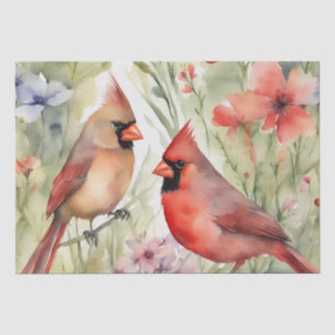Papier Mousseline "Sérénade cardinale : une découpage d'aquarelle fl