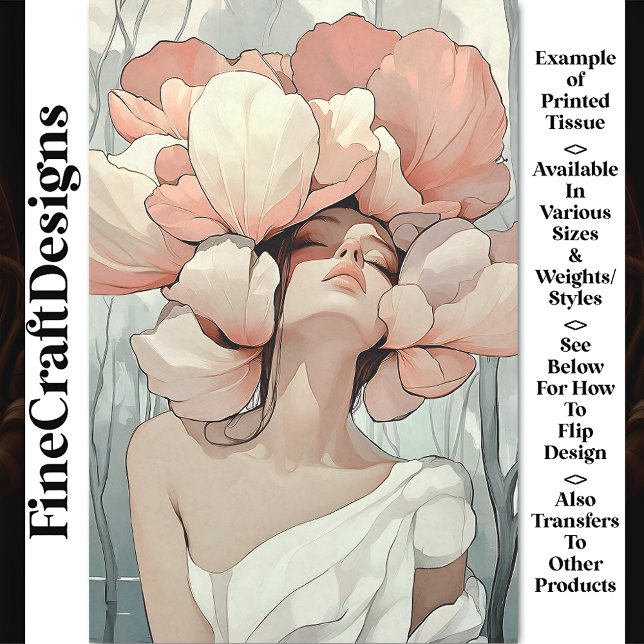 Papier Mousseline Serene Ethereal Woman Coral, Cream CC1 Découpage (Créateur téléchargé)