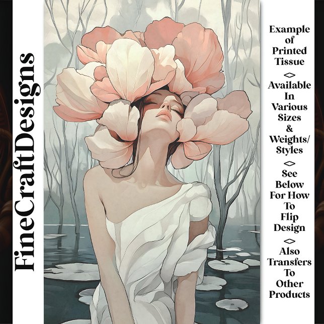 Papier Mousseline Serene Ethereal Woman Coral, Crème CB9 Découpage (Créateur téléchargé)