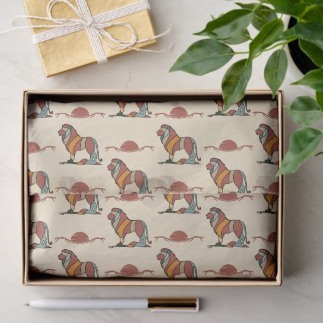 Papier Mousseline Serene Savanna Kind Lion Abstract Pattern (Cadeau)