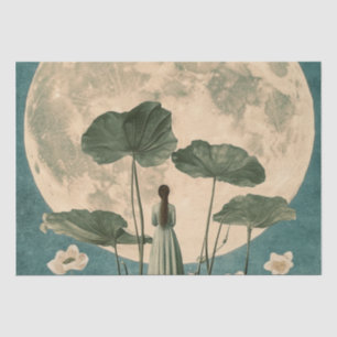Papier Mousseline Sérénité Lune - Scène Lotus Vintage