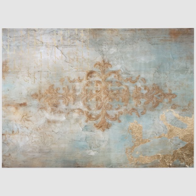 Papier Mousseline Série 7 de design Romance Bleu Antique (Recto)
