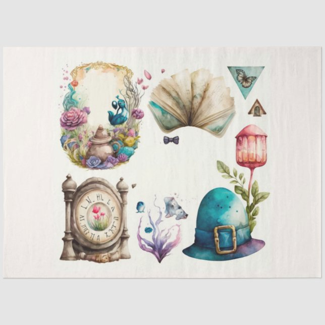 Papier Mousseline Série Alice's Tea Party Design 2 (Recto)