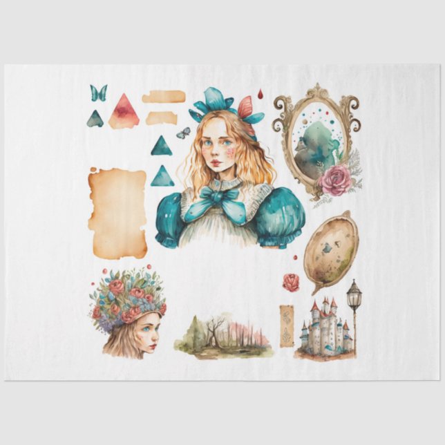 Papier Mousseline Série Alice's Tea Party Design 4 (Recto)