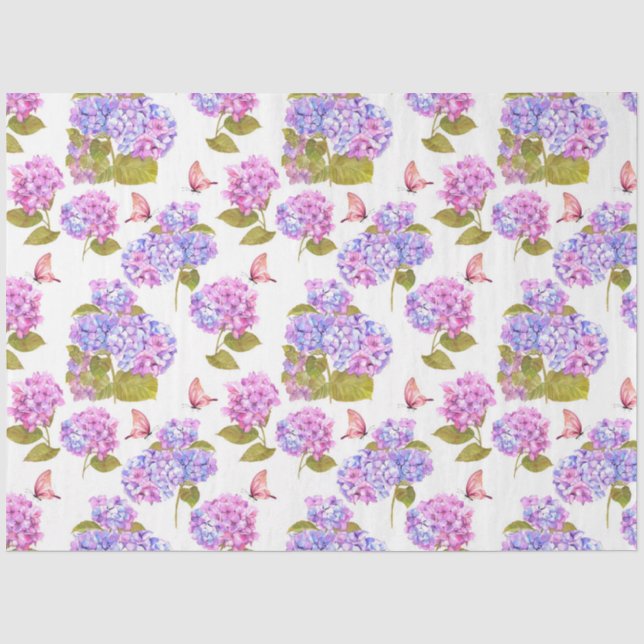 Papier Mousseline Série aquarelle d'hortensia Design 13 (Recto)