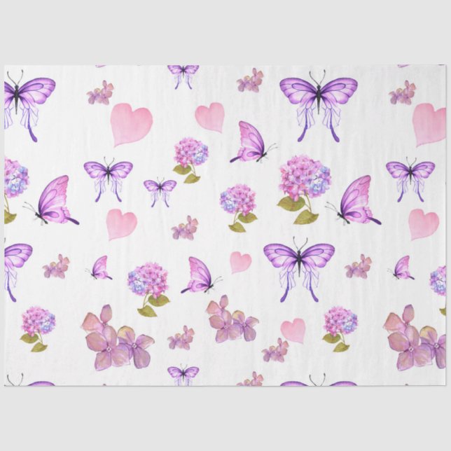 Papier Mousseline Série Aquarelle Hydrangea Design 9 (Recto)