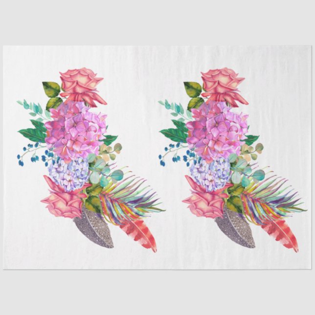 Papier Mousseline Série Boho Skull et Fleurs Design 6 (Recto)