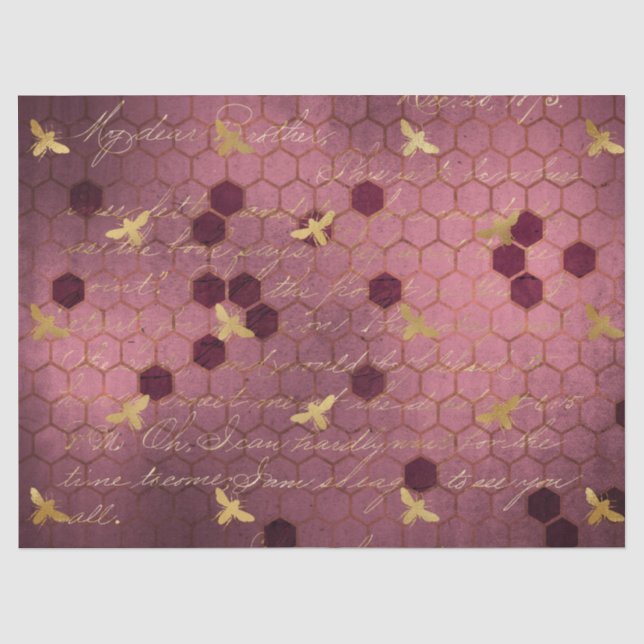 Papier Mousseline Série Burgundy Bee Design Deux (Recto)