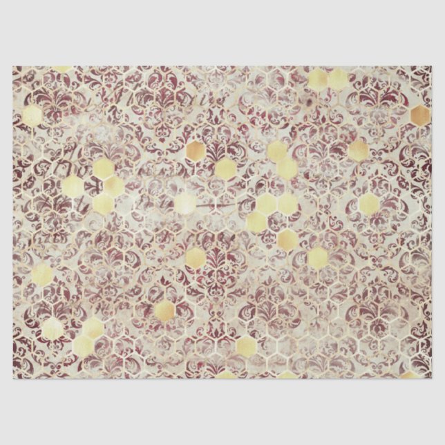Papier Mousseline Série Burgundy Bee Design Dix (Recto)
