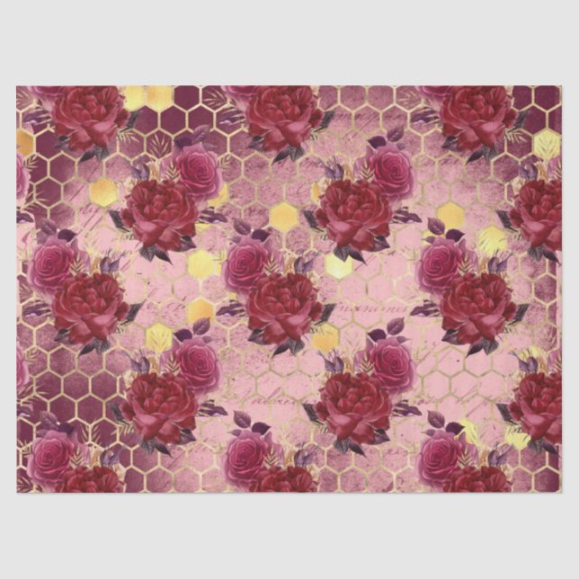 Papier Mousseline Série Burgundy Bee Design Dix-Sept (Recto)
