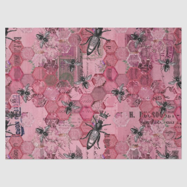 Papier Mousseline Série Burgundy Bee Design Douze (Recto)