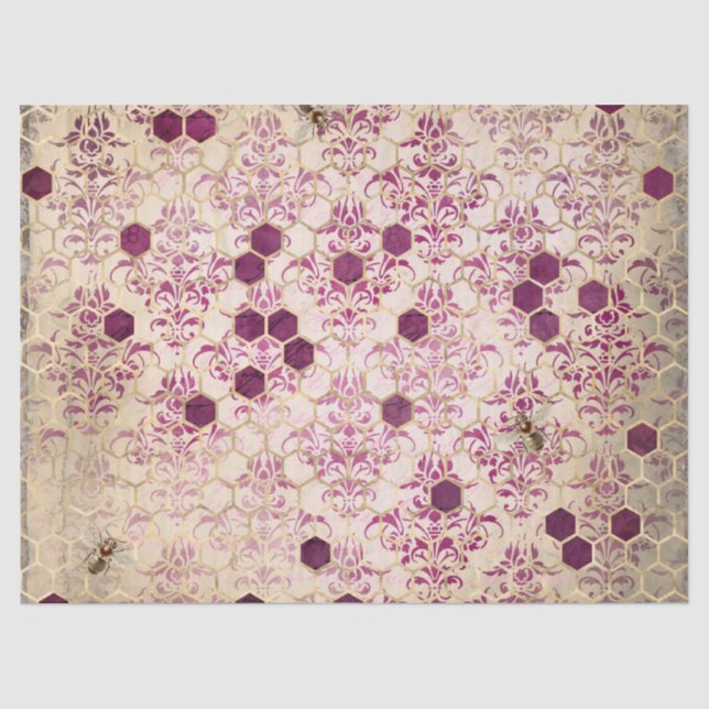 Papier Mousseline Série Burgundy Bee Design Seize (Recto)