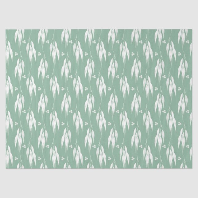 Papier Mousseline Série de design 3 à l'aquarelle Eucalyptus (Recto)