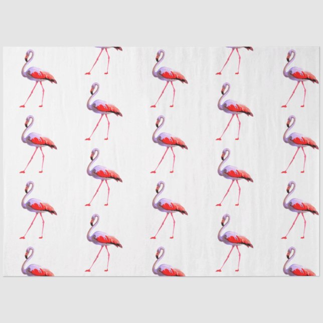 Papier Mousseline Série de design Flamingo à l'aquarelle 4 (Recto)