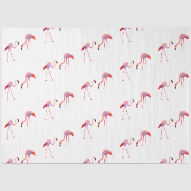 Papier Mousseline Série de design Flamingo à l'aquarelle 8 (Recto)