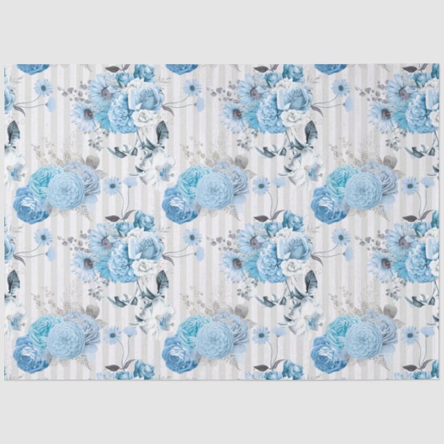Papier Mousseline Série de design floral bleu 10 (Recto)