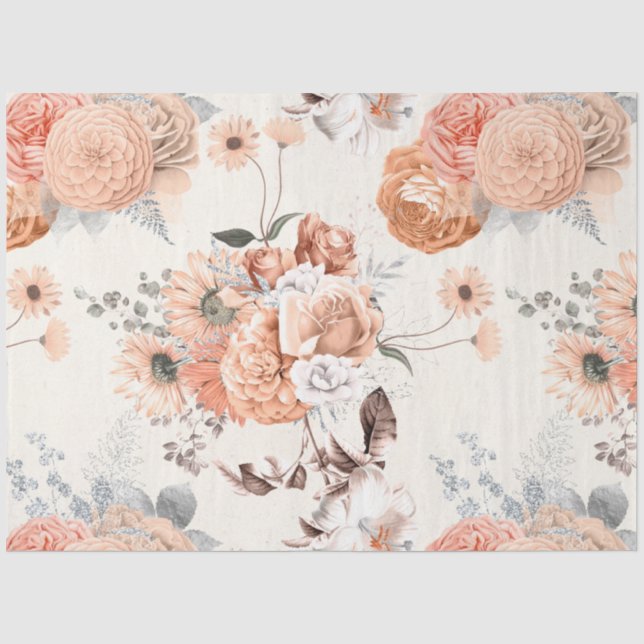Papier Mousseline Série de design floral pêche 1 (Recto)