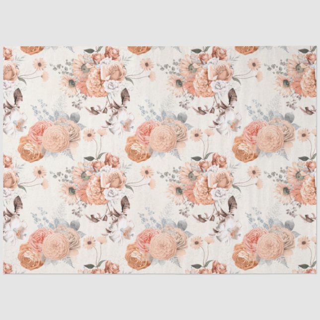 Papier Mousseline Série de design floral pêche 8 (Recto)