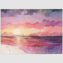 Série de dessins de coucher de soleil à l'aquarell