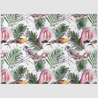 Papier Mousseline Série de flamants roses aquarelle colorés Design 2