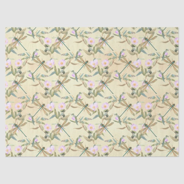 Papier Mousseline Série de libellules vintage Design 8 (Recto)