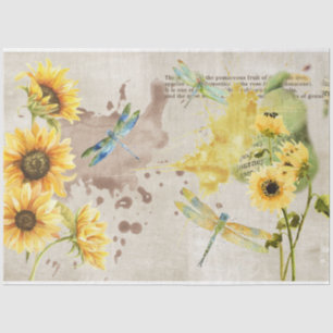Papier Mousseline Série de tournesols et libellules Design 2
