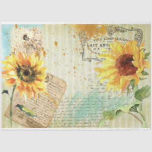 Papier Mousseline Série de tournesols et libellules Design 3