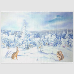 Papier Mousseline Série d'éléments éphémères de forêt hivernale, mod