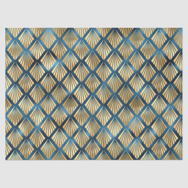Papier Mousseline Série Design Léopard Bleu et Or 10 (Recto)