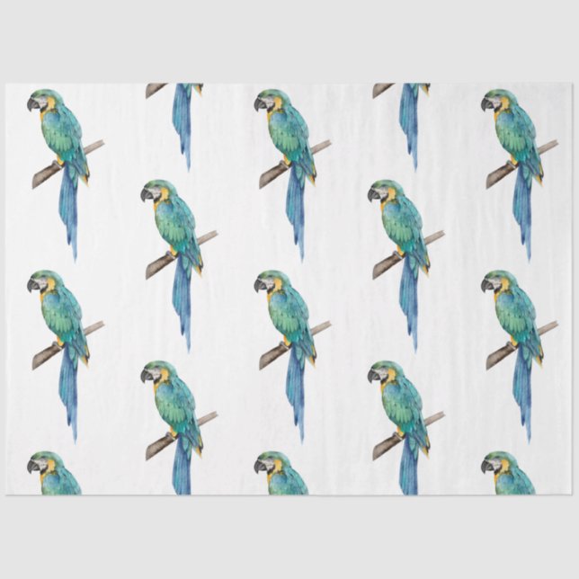Papier Mousseline Série d'oiseaux tropicaux : Blue Macaw design 2 (Recto)