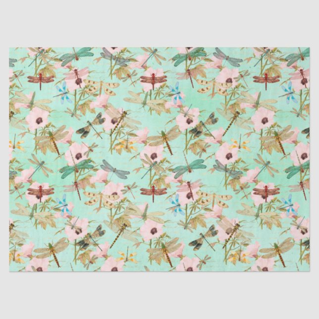 Papier Mousseline Série Libellules Vintage Design 11 (Recto)