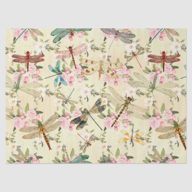 Papier Mousseline Série Libellules Vintage Design 14 (Recto)