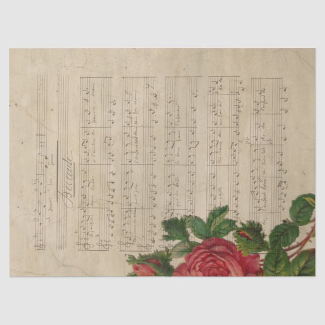 Papier Mousseline Série Musique et Roses Design 12 (Recto)
