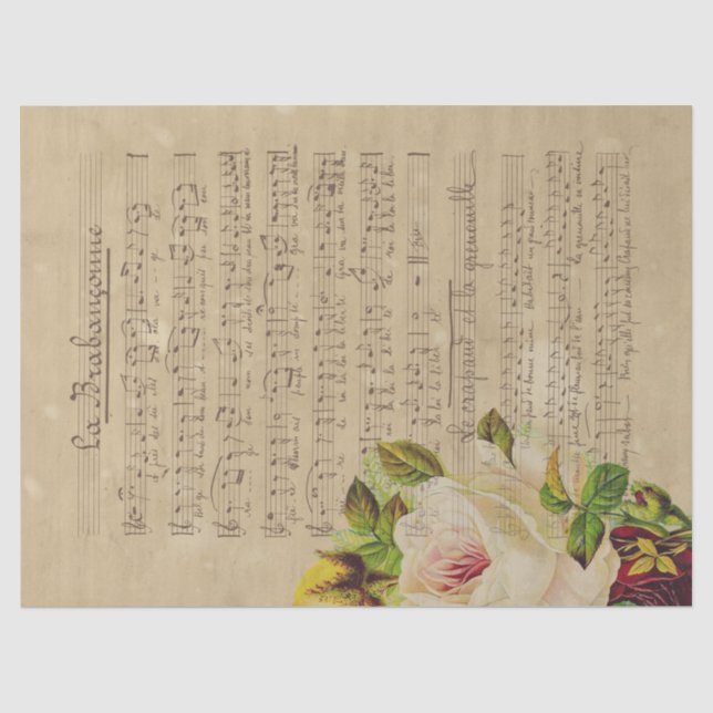 Papier Mousseline Série Musique et Roses Design 13 (Recto)