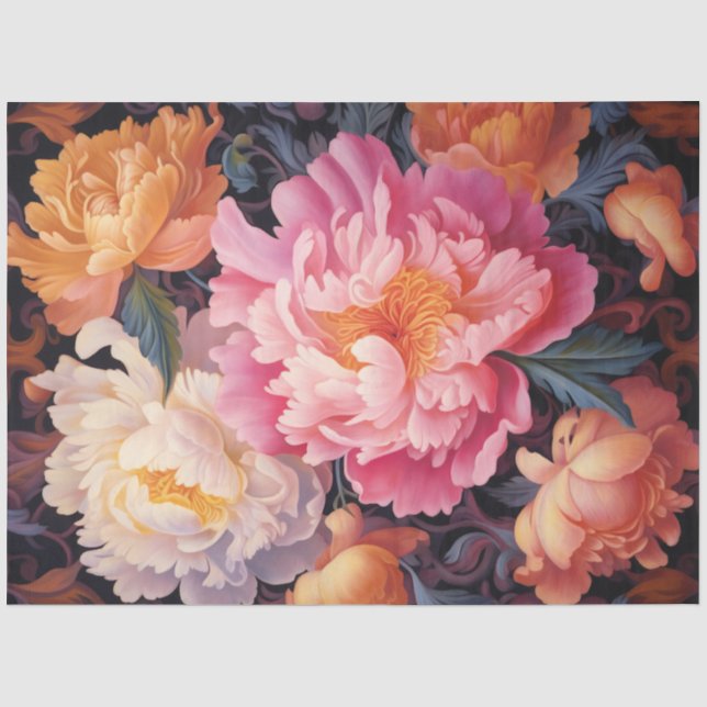 Papier Mousseline Série Pivoines Design 14 (Recto)