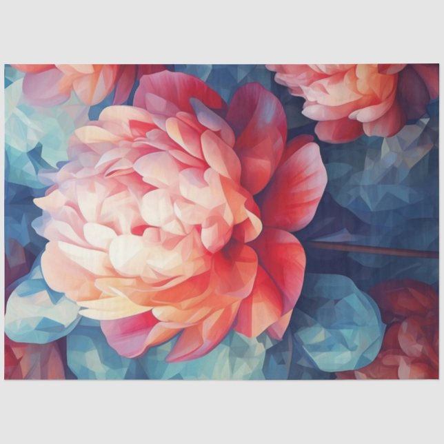 Papier Mousseline Série Pivoines Design 5 (Recto)