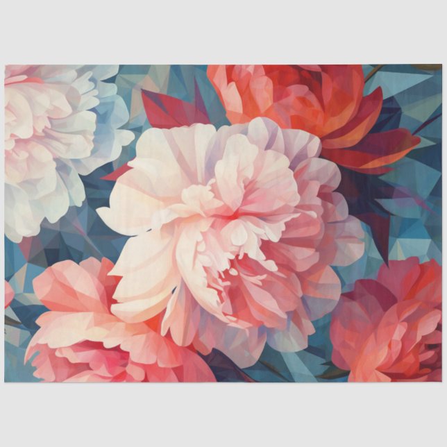Papier Mousseline Série Pivoines Design 9 (Recto)