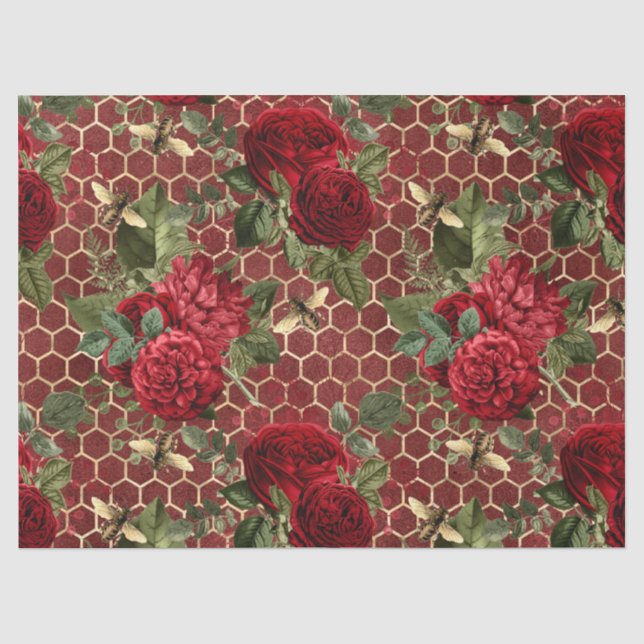 Papier Mousseline Série Red Rose Bee Design 45 (Recto)